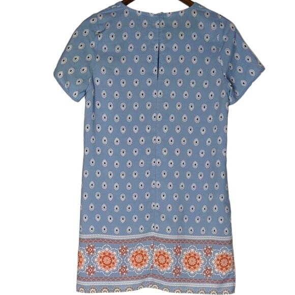 Lulus Blue Boho Shift Dress Short Sleeve Pockets Small Bohemian Beach Brunch - Picture 3 of 7